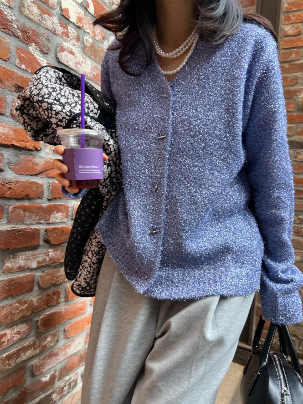 큐브펄가디건(퍼플/실버)