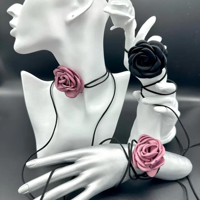 코르사주 장미 초커 목걸이 y2k 발레코어 매듭 rose corsage