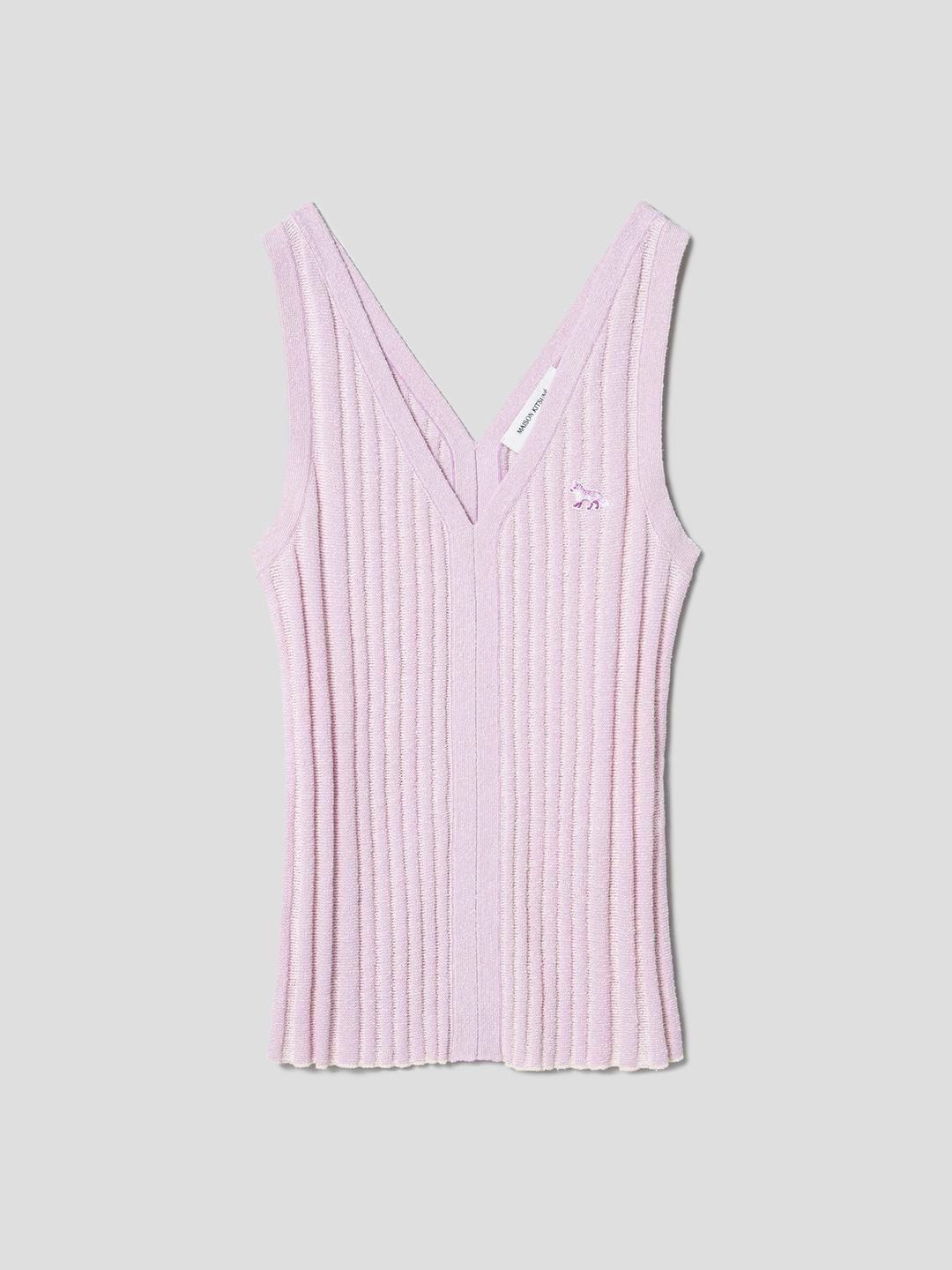 Women Baby Fox Patch Ribbed Tank Top - Lilac