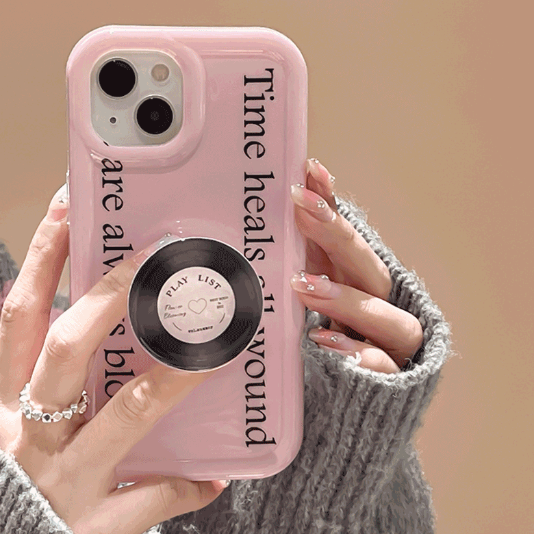 블링블링케이스 💙당일출고💙 핑크 레터링 엘피 아이폰 그립톡 케이스 세트