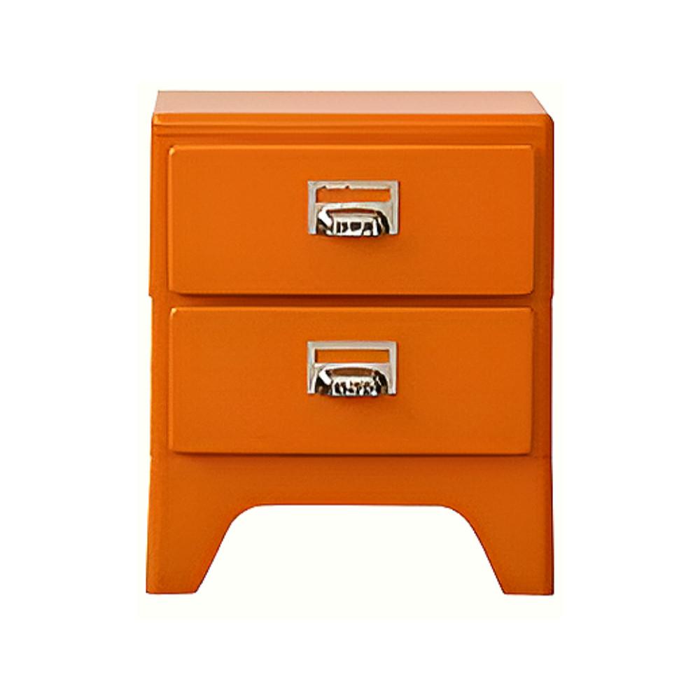띠네마네 빈티지 협탁 장식장 미드센츄리 침실 사이드테이블 캐비넷 2단 오렌지 수납장