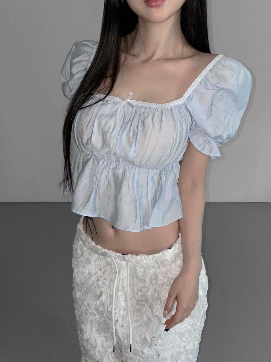 milk celeste puff top (3 color)