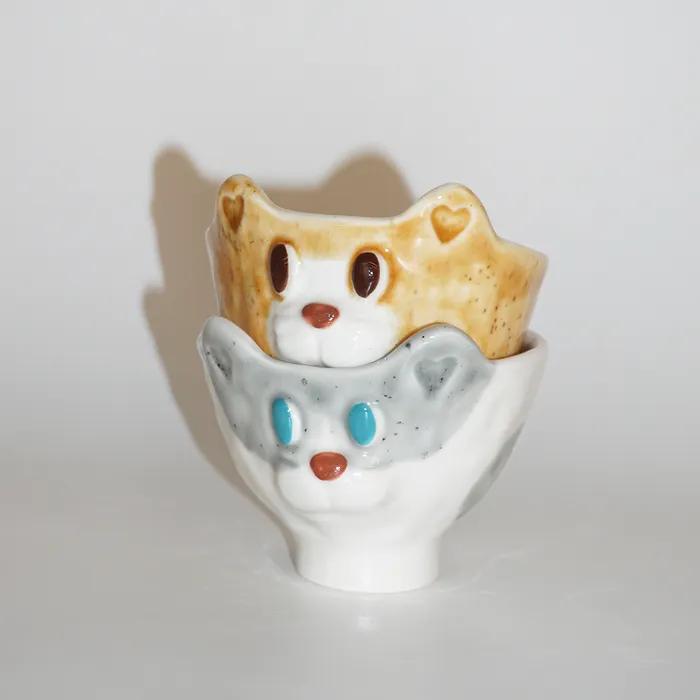 hodu+cream-jan (2p) / 고양이 술잔 찻잔 (2p)