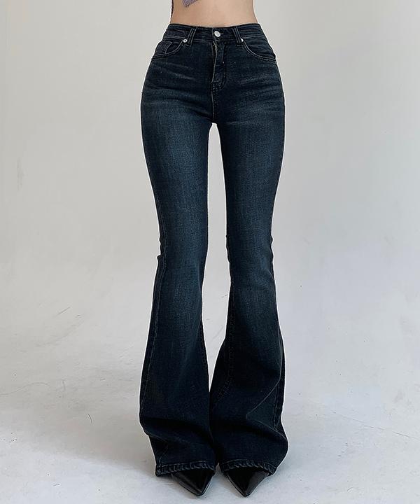 [당일배송]위드 데일리 기본 심플 블루 워싱 데님 스판 부츠컷 팬츠(S)