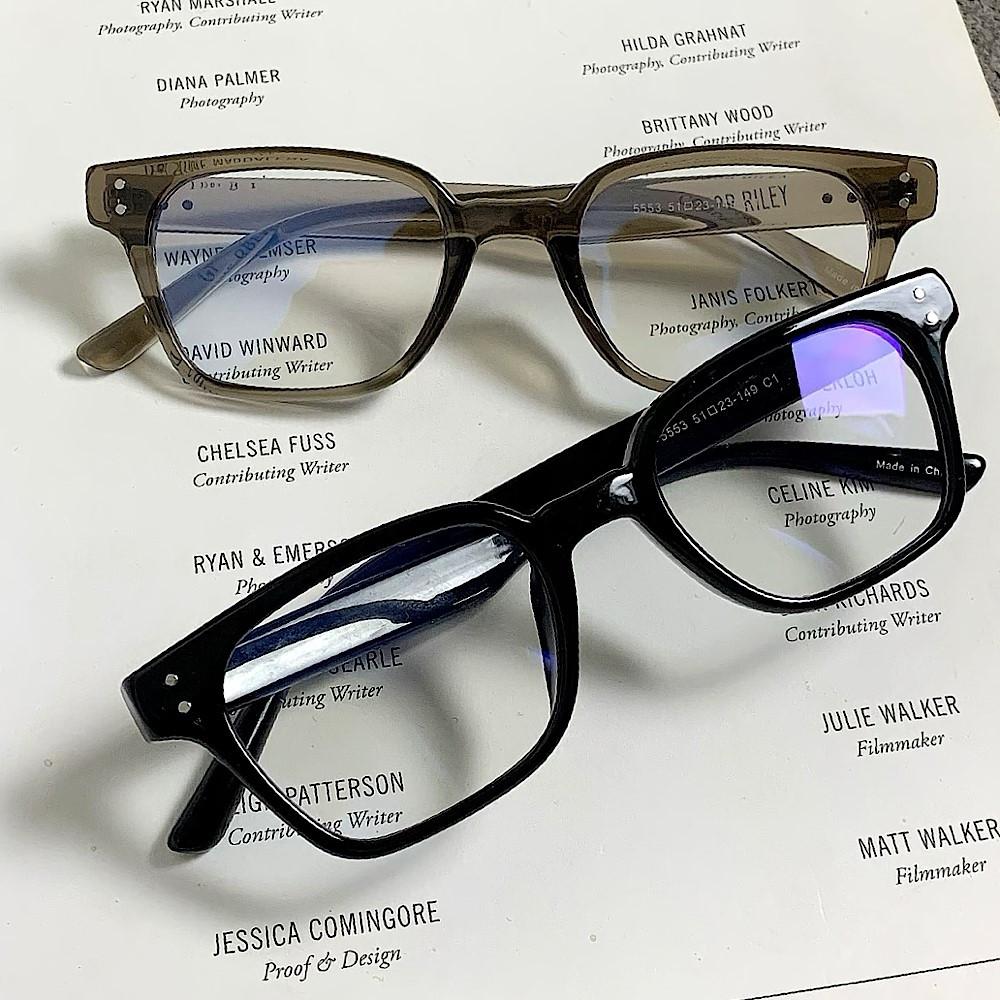 남자 여자 공용 5553 블루라이트 차단 블랙 카키브라운 패션 뿔테 안경 2color