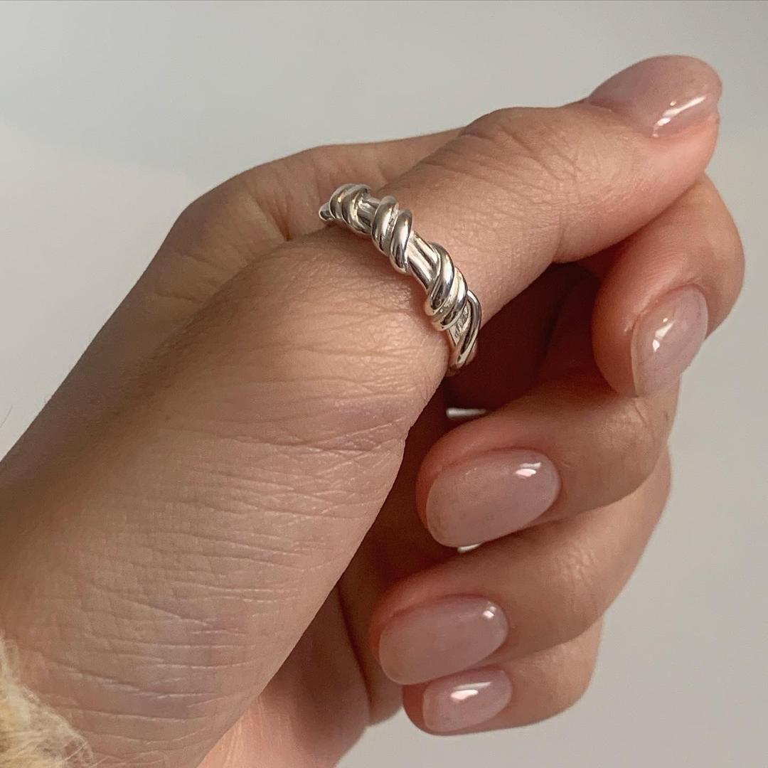 (silver925) Vintage two line twist open ring