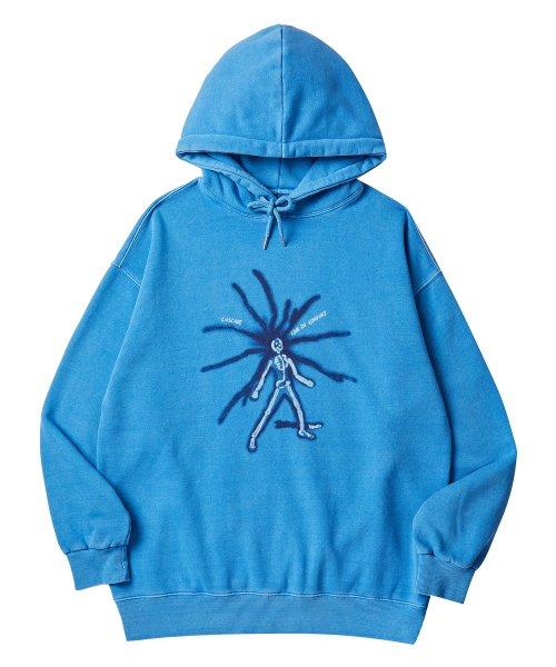 쇼크 스켈레톤 피그먼트 후드티 벨라 블루