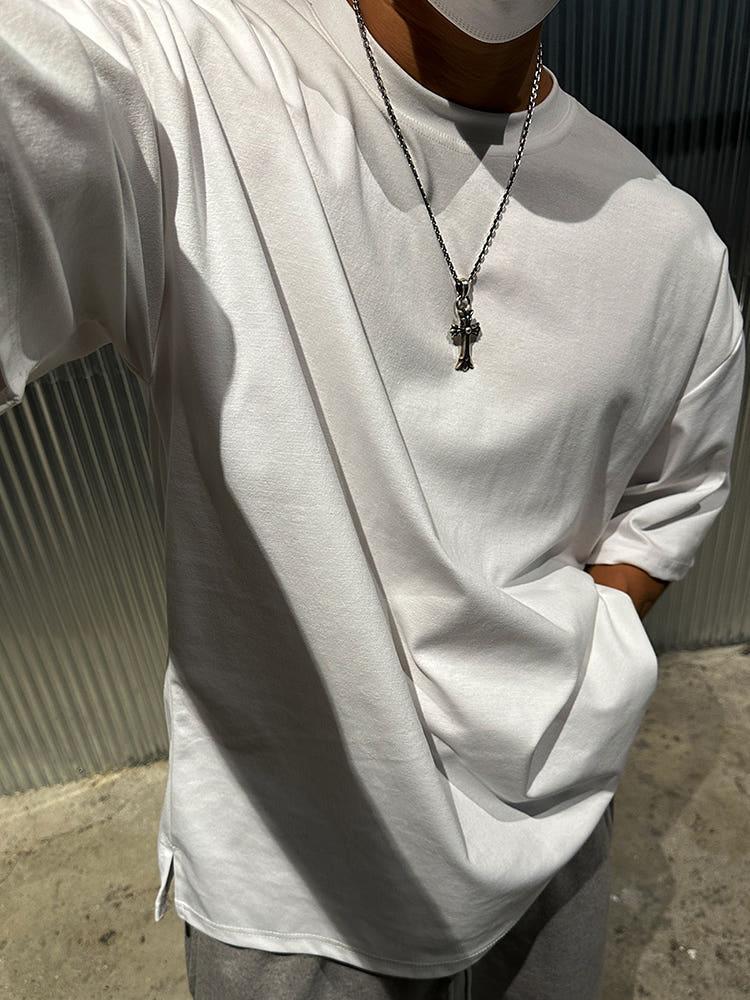5XL 무지 레이어드 트임 반팔티 2COLOR 빅사이즈 오버핏 도프룸
