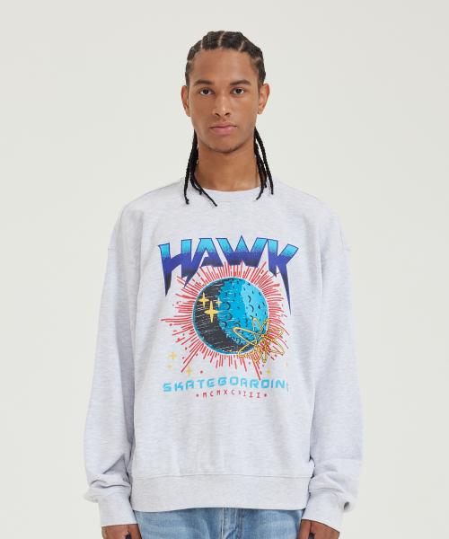 유니버스 그래픽 맨투맨 화이트 멜란지