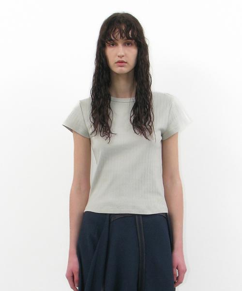 레이스 펀칭 90s 숏슬리브 티_민트 그레이