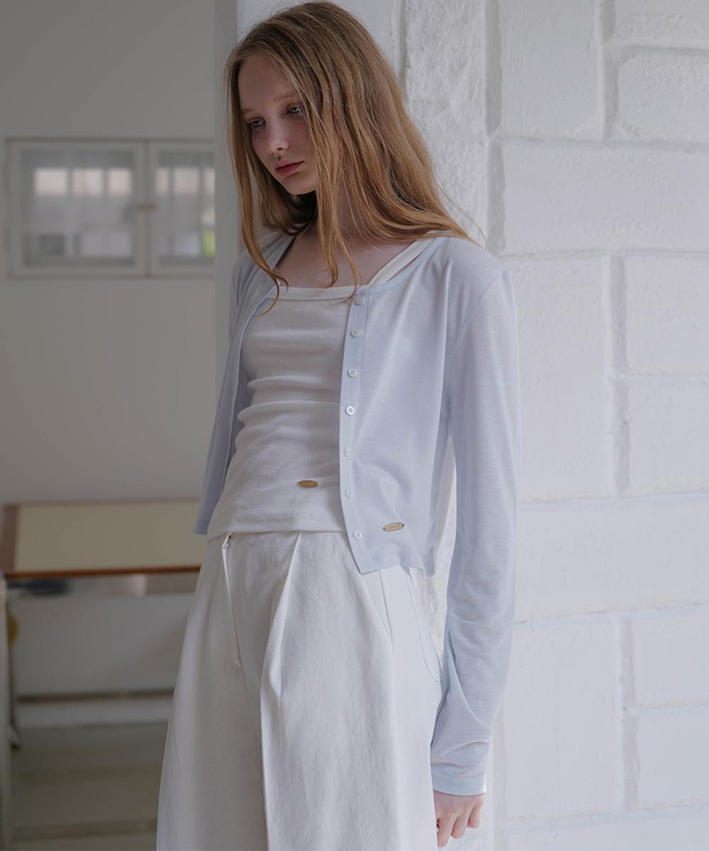 드헤베 [7/18 예약발송] See-Through Soft Cardigan [Blue]