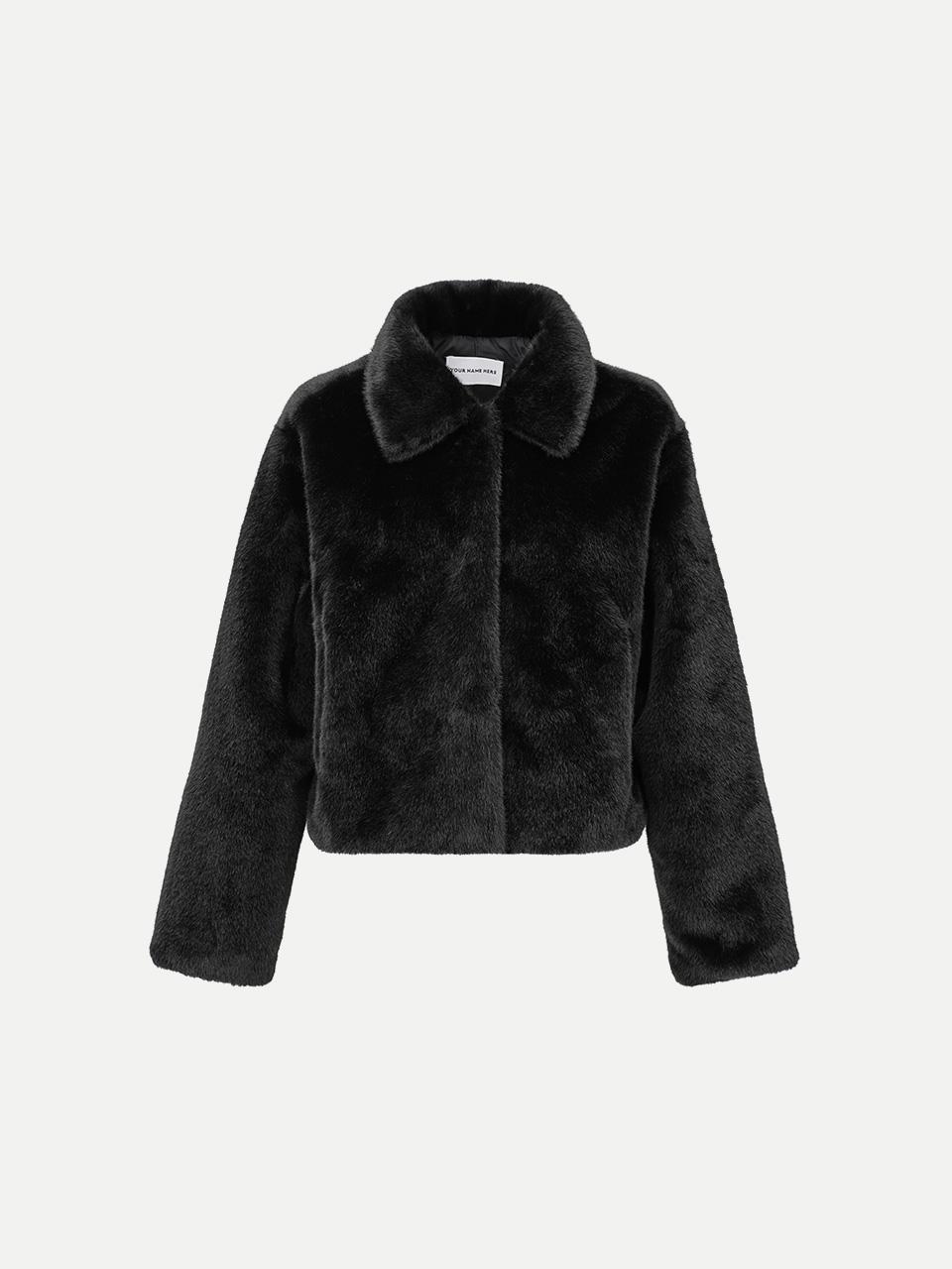 러블리 퍼 카라 크롭 재킷 (2COL)