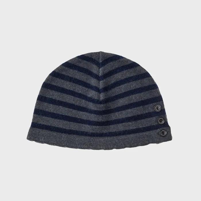 STRIPE BUTTON BEANIE [GREY]