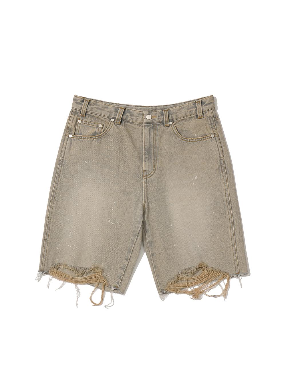 [WOMEN] CUT OFF BERMUDA JEANS_BEIGE