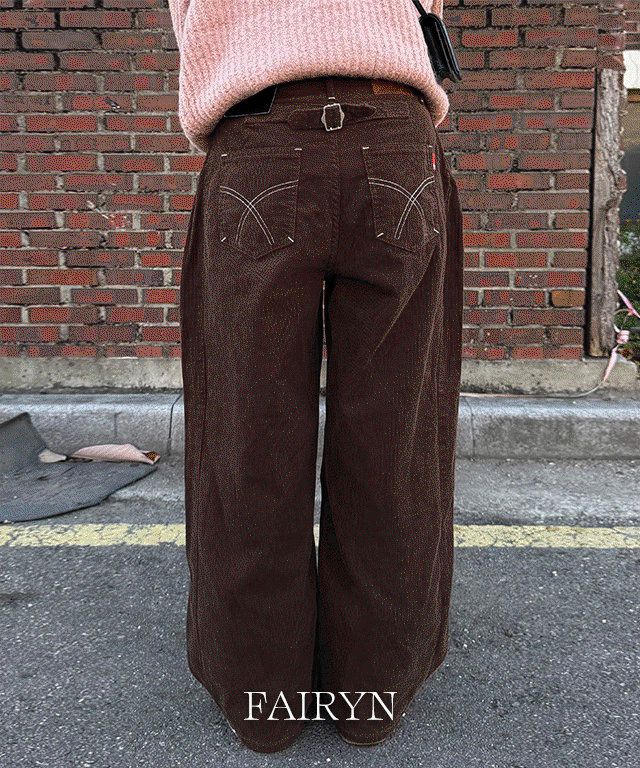 🐻디테일부자🐻[골덴☃️/핏보장🖤] 윌리 골덴 백 비조 와이드 팬츠