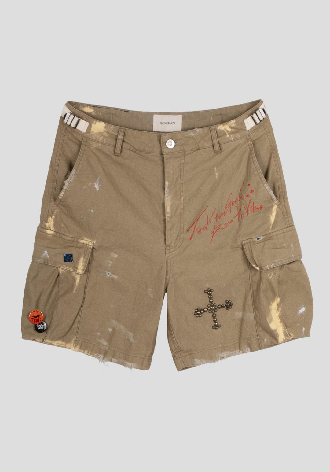 [5/30] SLOGAN WASHED CARGO SHORTS