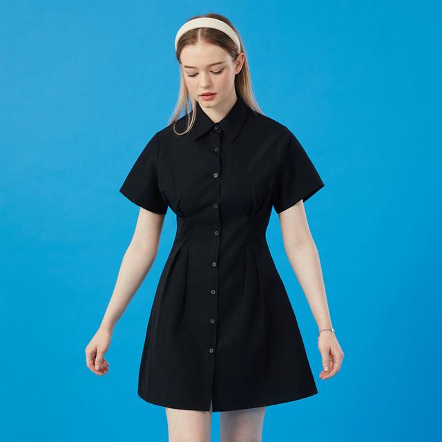 노아상노 Lace Cuffs Shirt Dress (gray) - 위시버킷