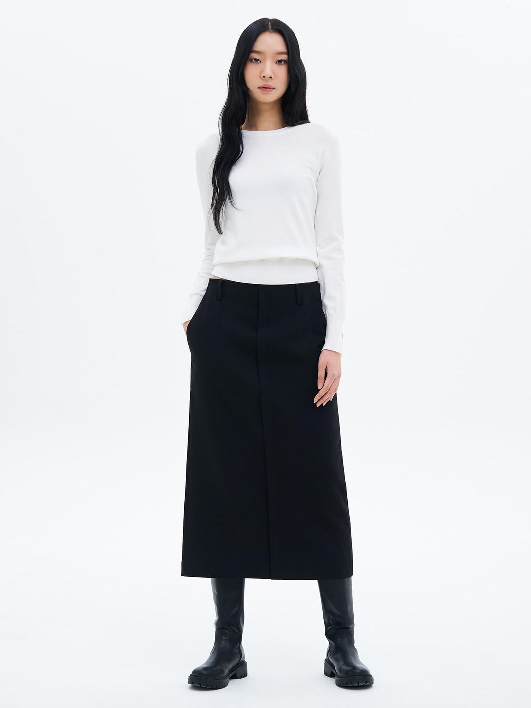 펜슬 롱스커트 - 블랙
