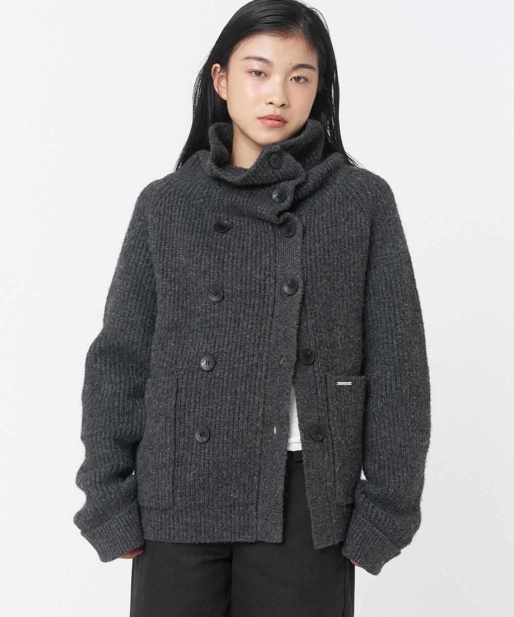 [9월 29일 발매] Double button bold knit CHARCOAL