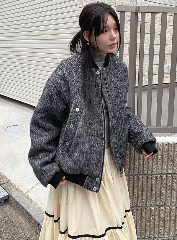 HAIRY STUD PADDED BLOUSON