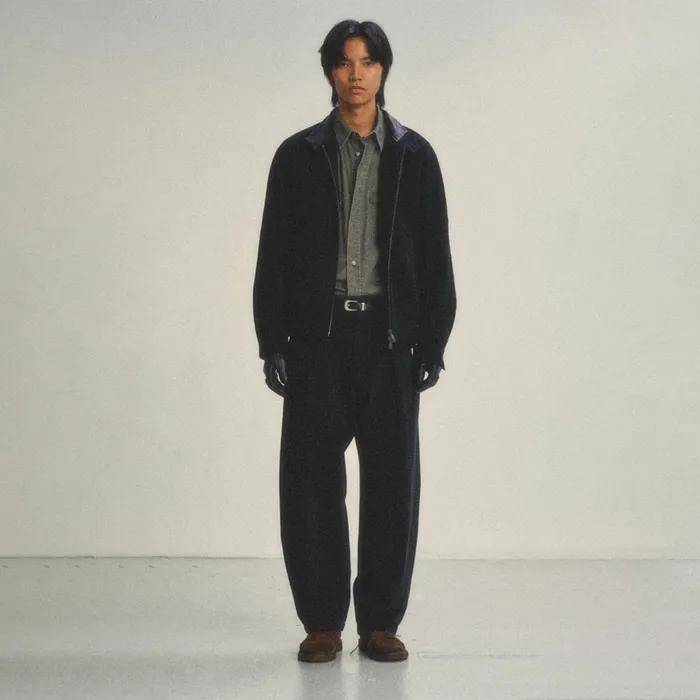 Leather Collar Wool Saint Harrington Jacket_ Black