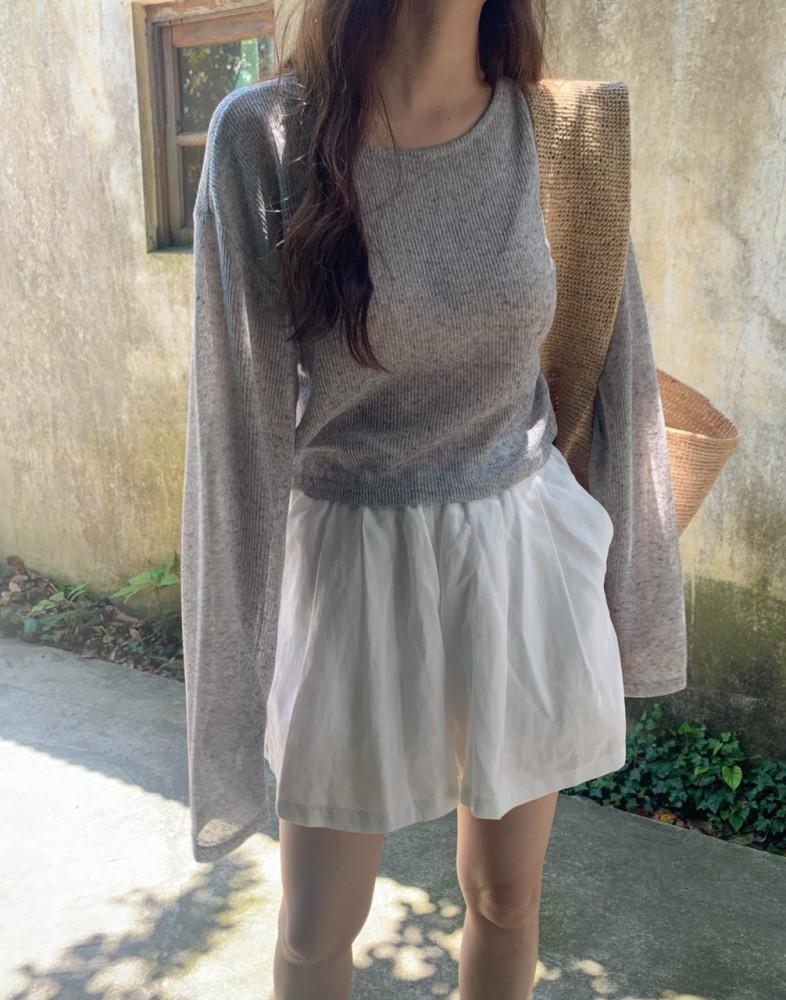 (당일발송/그레이)여름 시스루 린넨 긴팔 티셔츠 (2color)