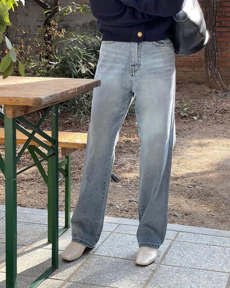 브론즈 빈티지 워싱 데님 중청 일자바지 청바지