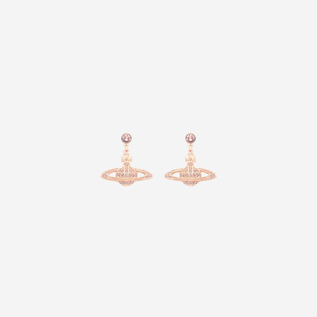 (W) Vivienne Westwood Mini Bas Relief Drop Earrings Pink Gold