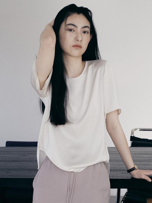 [Drama Signature] Glossy Half-sleeve Top_3color