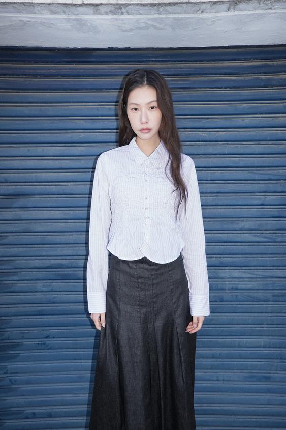 엘라스틱 셔링 포플린 셔츠