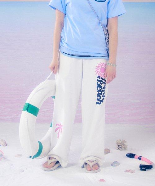 PINK BEACH SWEAT PANTS (WHITE)