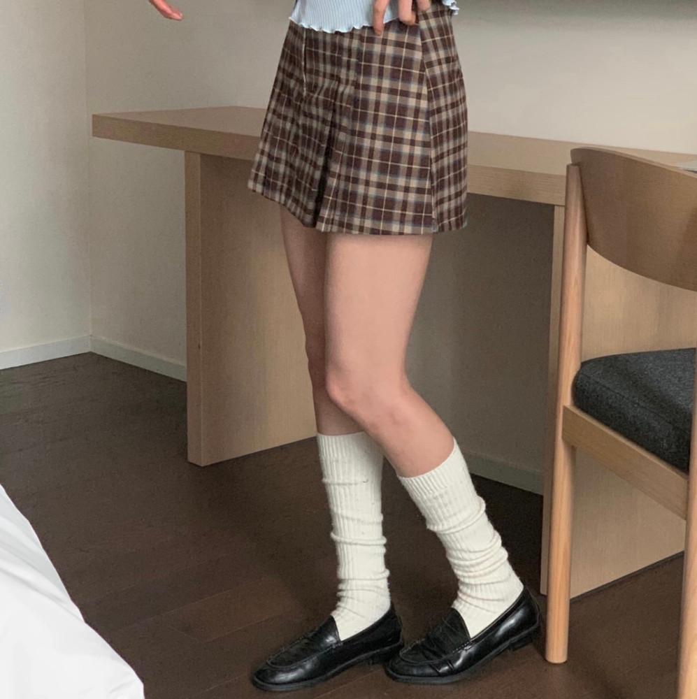 스판 타탄 체크 플리츠 미니스커트 3colors A라인 주름 마이크로 drchcsk B