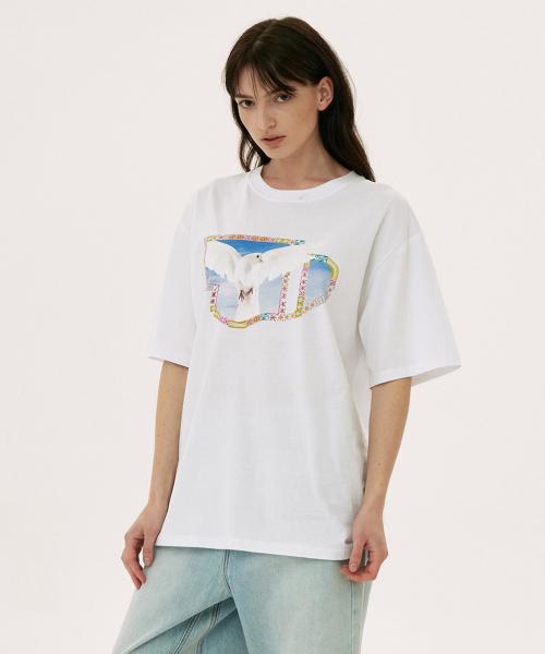 Oversized Pigeon Half Sleeve White