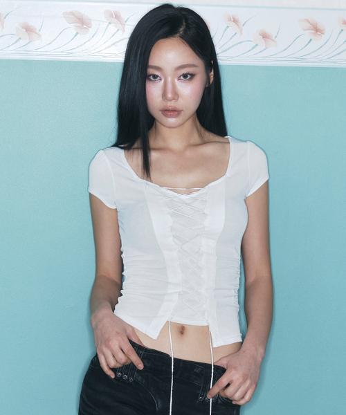 Heren Corset Short Sleeve Top (Ivory)