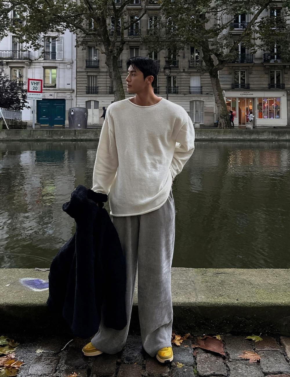 [도톰포근] 원 울 보트넥 오버핏 니트(4color)