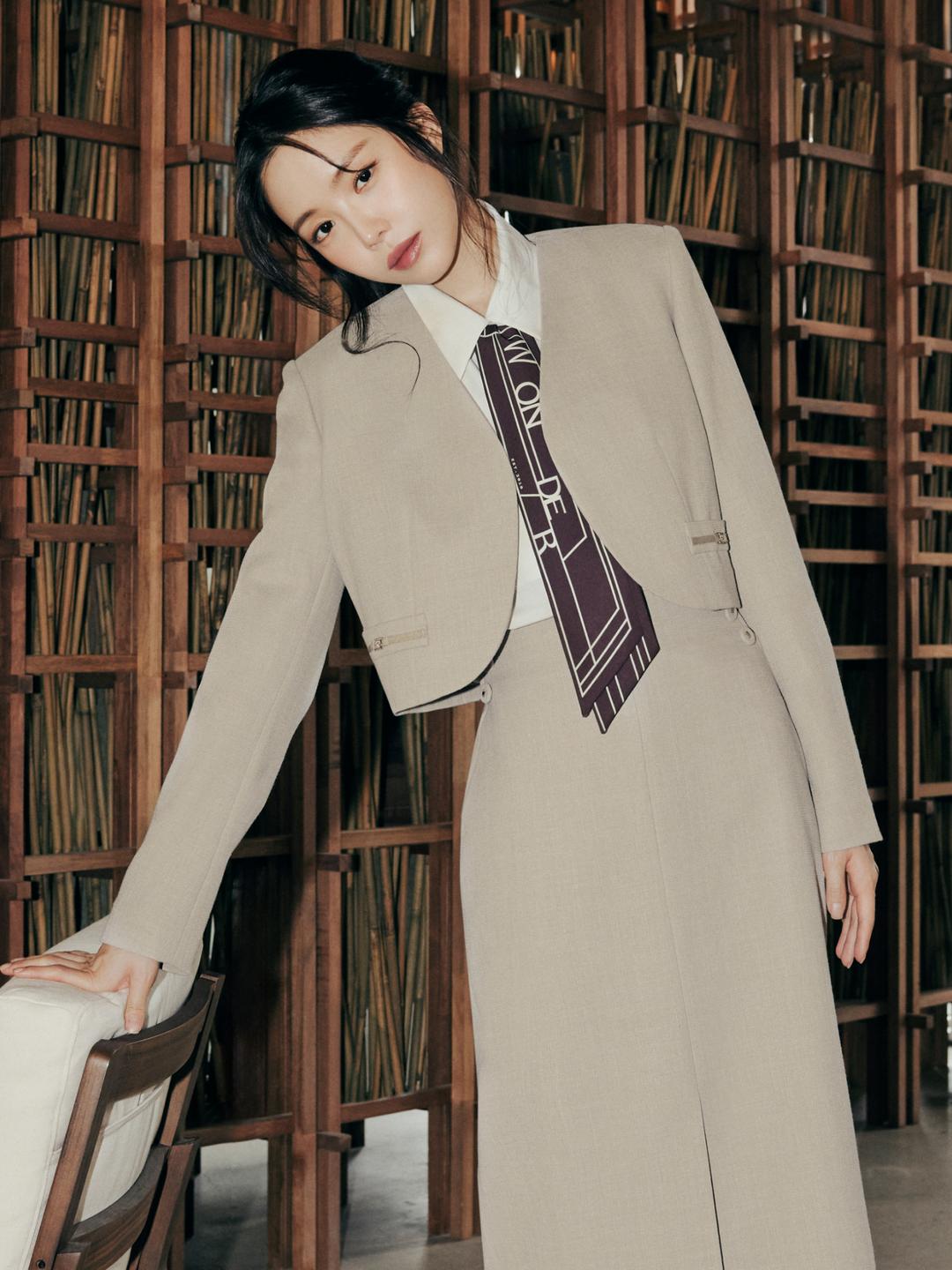 JJ지고트 브이넥 오픈 크롭 재킷 (MELANGE BEIGE) GP9A0JK511