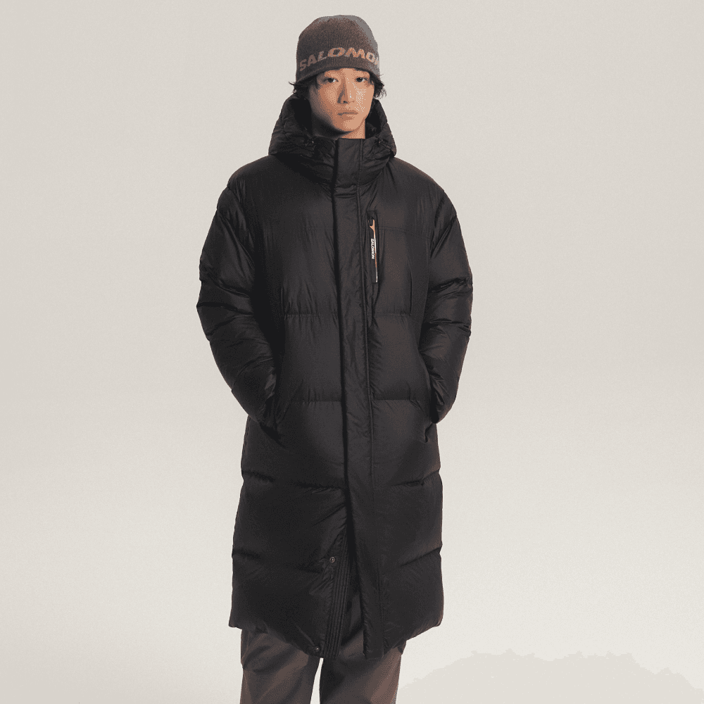 UNI 컨투어 롱 다운 자켓 - 블랙 / M