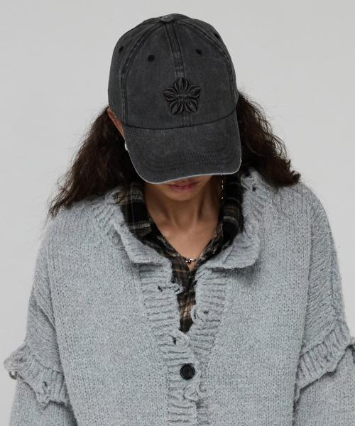 [런웨이] 무궁 자수 피그먼트 볼캡_차콜