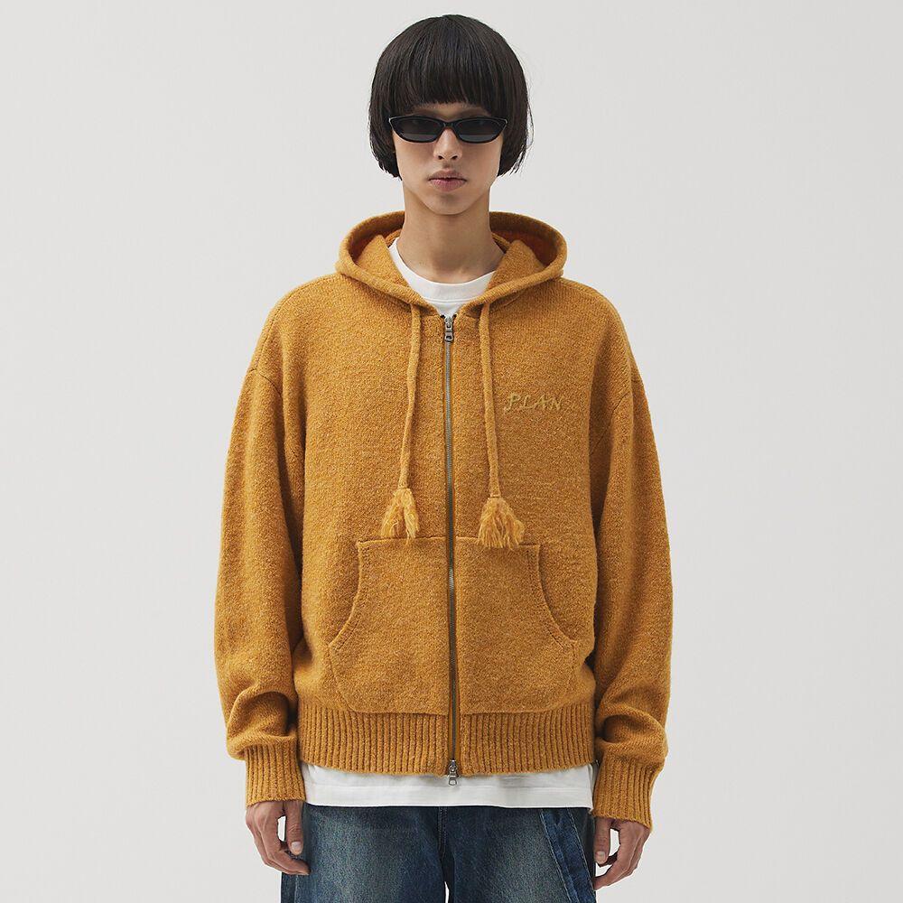 Plan Embroidery Knit Zip up - ORANGE