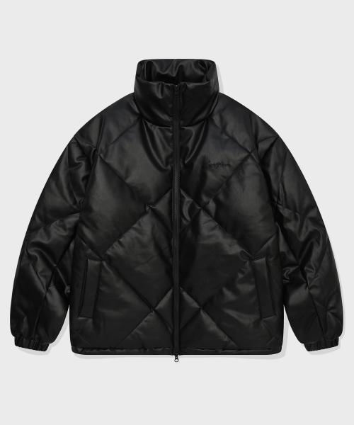 SP 레더 퀼팅 푸퍼 패딩 자켓 블랙