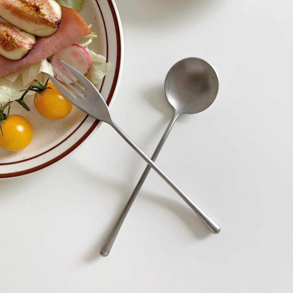 드로우데이 뭉뚝 스테인리스 커틀러리 (스테이크 디저트 나이프 포크 양식기 커트러리 세트)