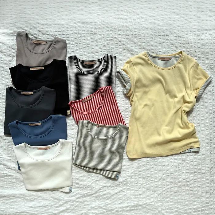 [단독][쁨이 PICK][2 PACK]Essential Golgi Half Tee-10colors