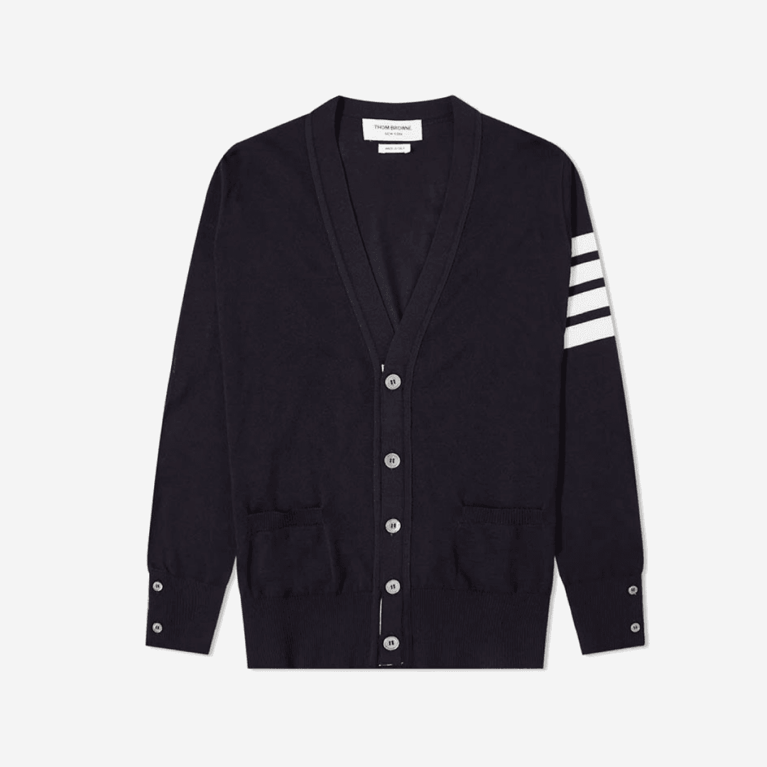 Thom Browne Sustainable Fine Merino Wool 4-Bar Classic Cardigan Navy