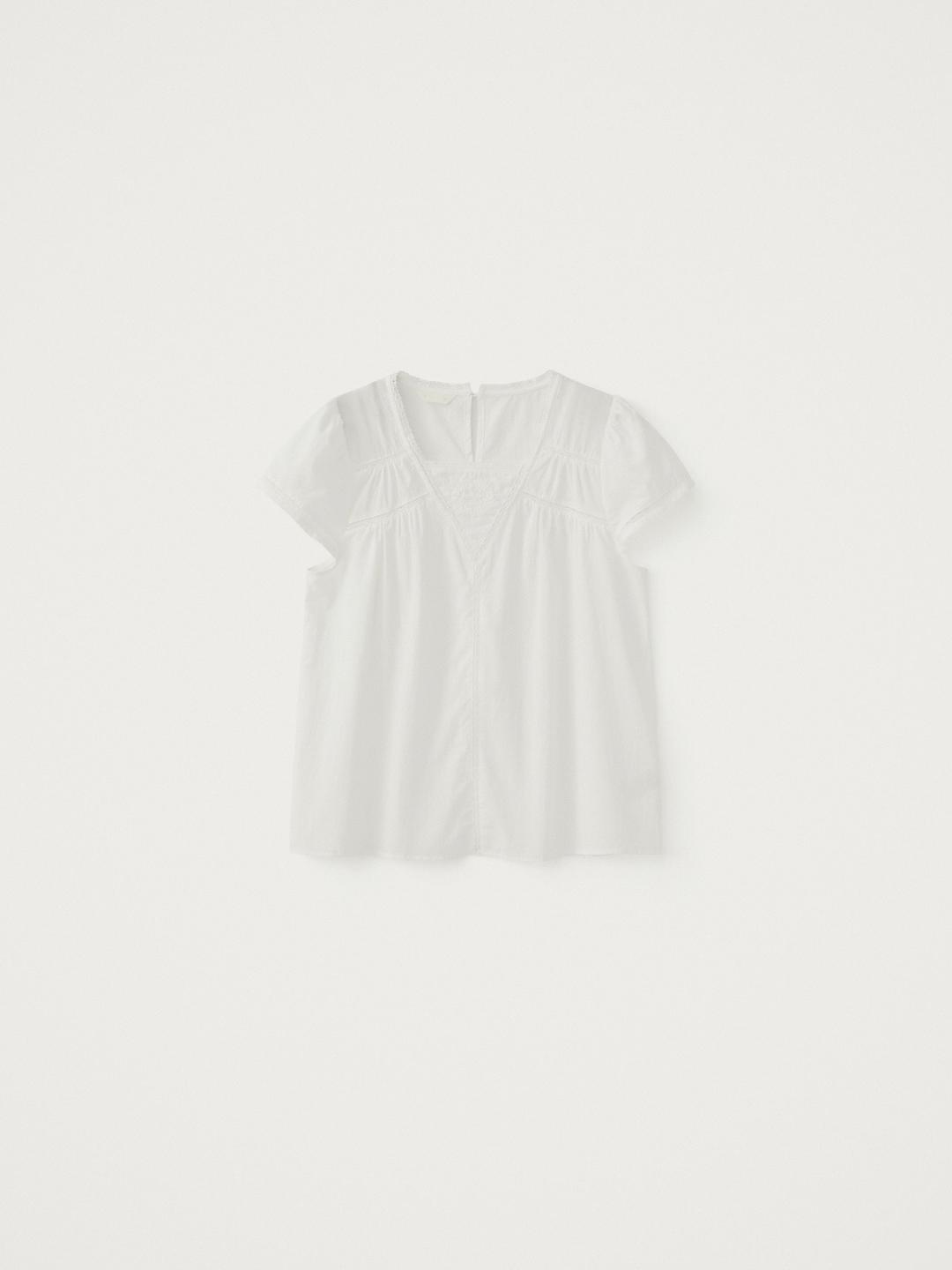 [ 7/11 순차 배송 예정 ] Lace Trimmed Cotton Blouse, White