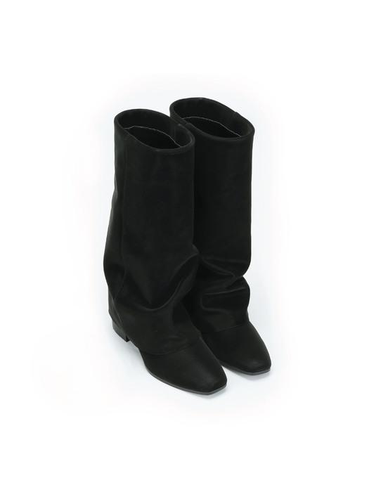 Wrinkle Leather Boots (Black) (225-255)