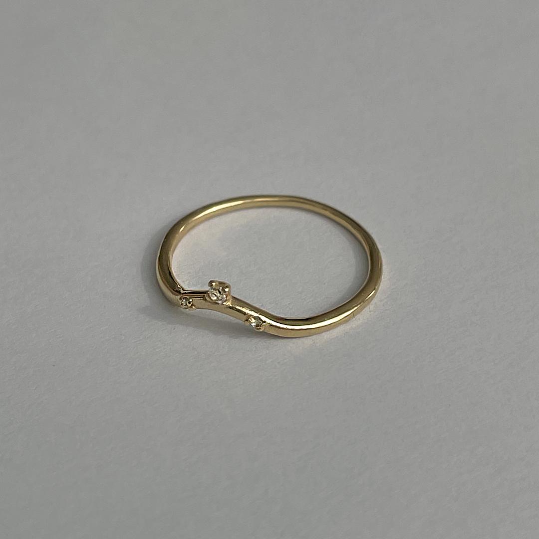 [Line Art] 14K Waves Line Sapphire Ring Ver.2