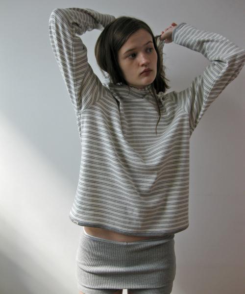 Stripe comfort hoodie, ivory