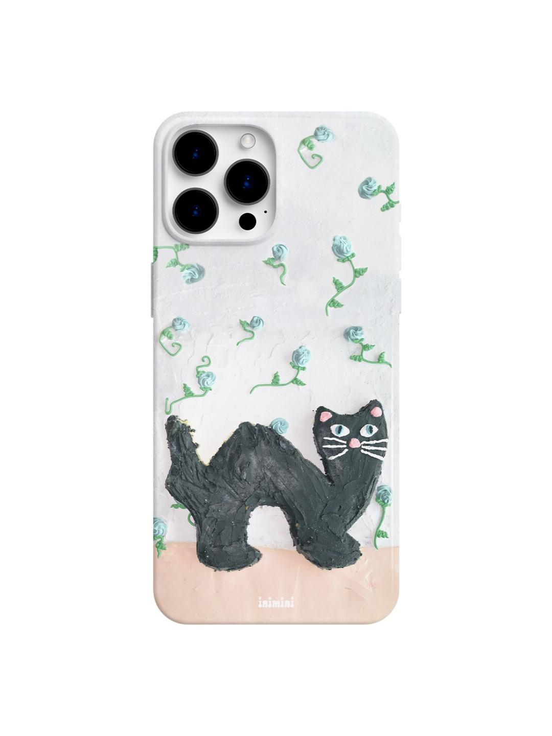 Startled black cat glossy hard case