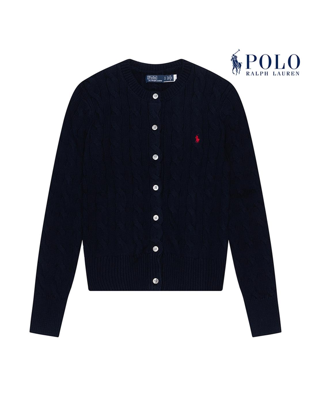 [POLO RALPH LAUREN] 폴로 랄프로렌 여성 케이블 니트 코튼 크루넥 가디건 네이비