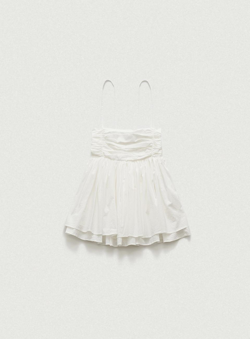[6/10 14:00 Release] White Crepe Peplum Sleeveless Top